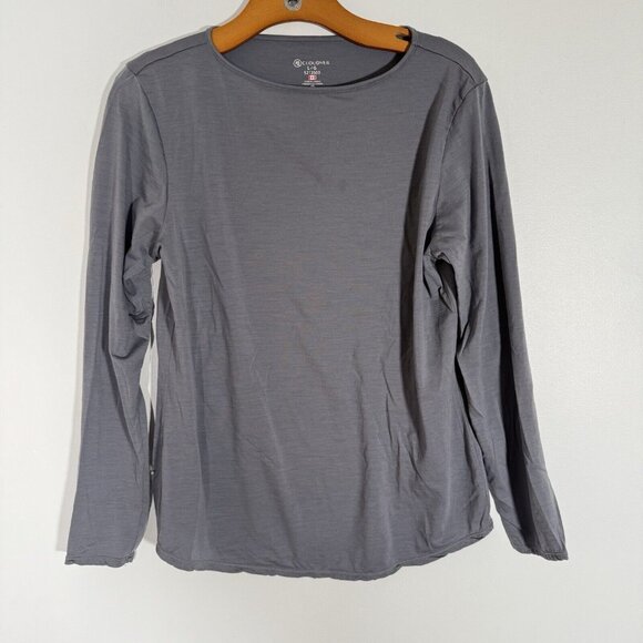 Cloudveil Women's Merino Wool Blend Baselayer Grey Long Sleeve SMALL HOLE size L - Picture 1 of 12
